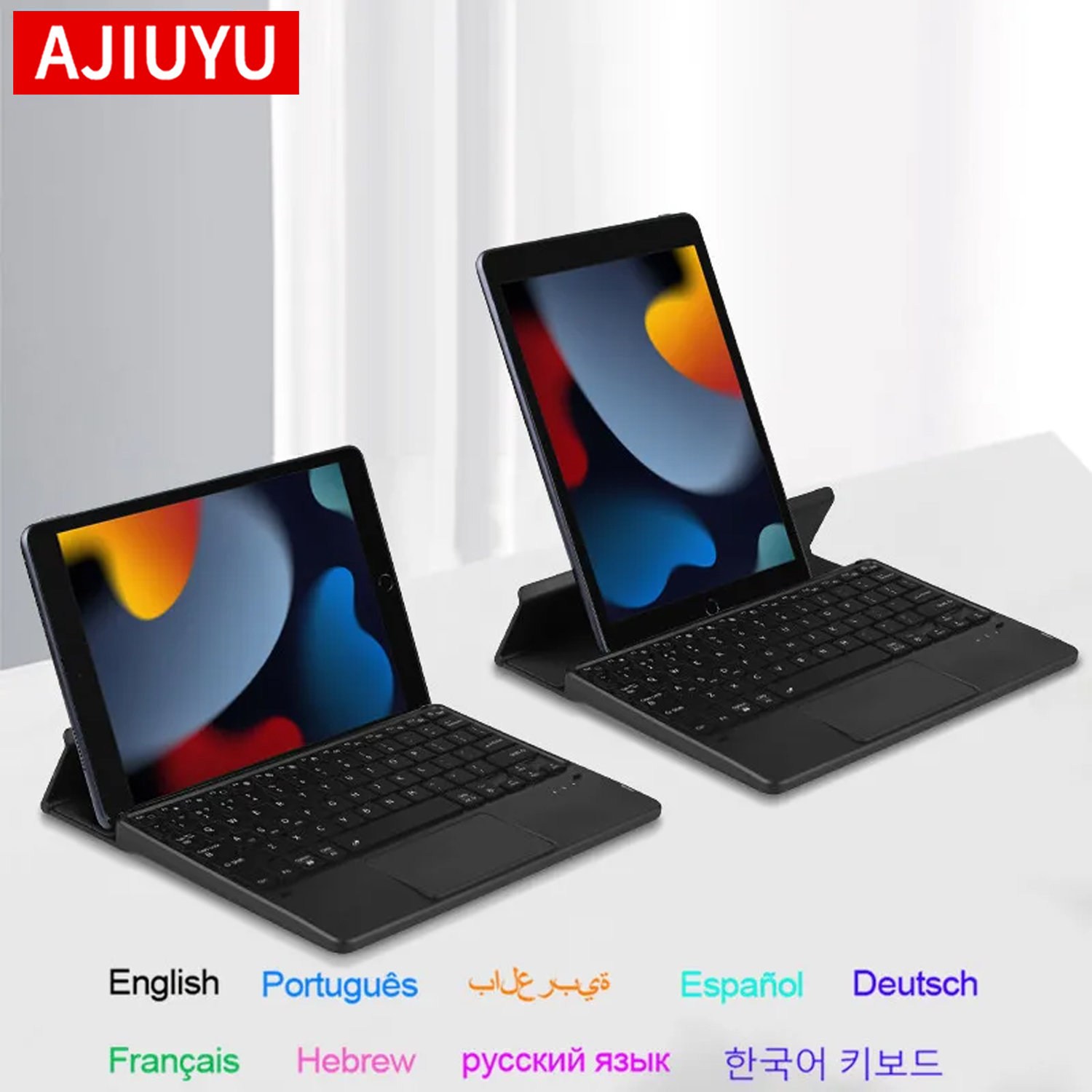 Windows Tablet Accessories - AJIUYU คีย์บอร์ดบลูทูธแบบพับได้ทัชแพดคีย์บอร์ดเรืองแสงพร้อมขาตั้งสำหรับไอโอเอส แอนดรอยด์ วินโดวส์ ไอแพดแท็บเล็ตโทรศัพท์เสี่ยวหมี่ หัวเว่ย