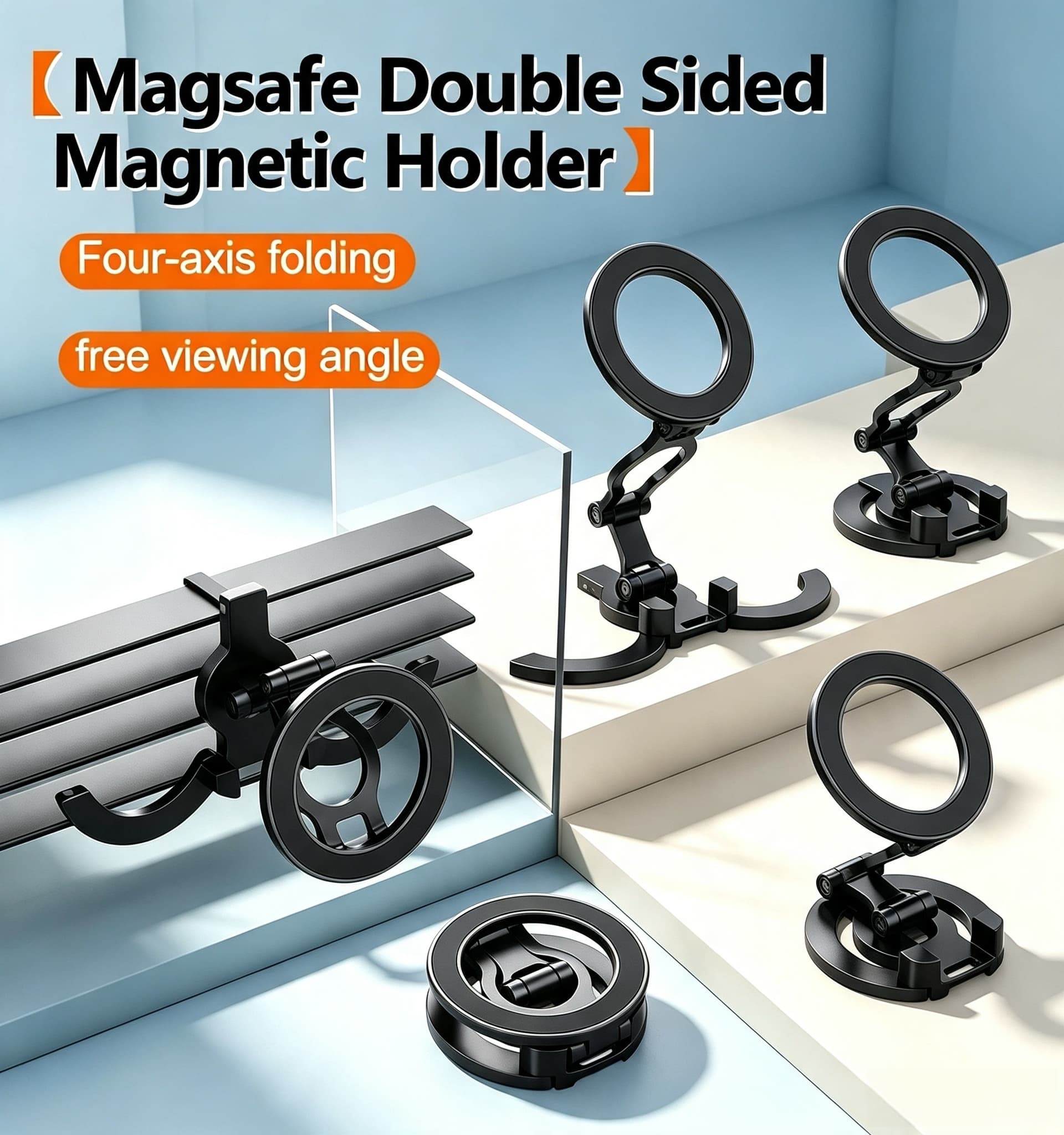 Tablet Stand Adjustable - ขาตั้งโทรศัพท์แบบสองด้านพร้อมแม่เหล็กแม็กเซฟ หมุนได้ 360 องศา ° ขาตั้งปรับระดับได้